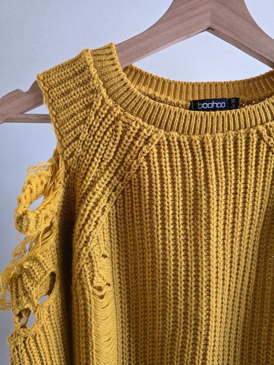 Boohoo Distressed Knit (Mustard Yellow) 상품이미지1