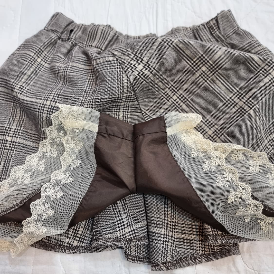 클래식 체크 레이스 큐롯팬츠 상품이미지3