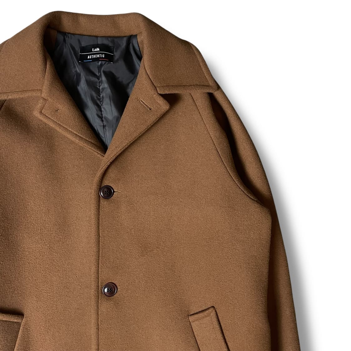 LAIK 카멜 3버튼 롱 코트  상품이미지3