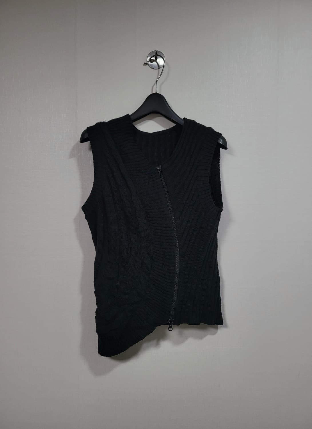 Vintage 비대칭 curved knit vest 상품이미지2