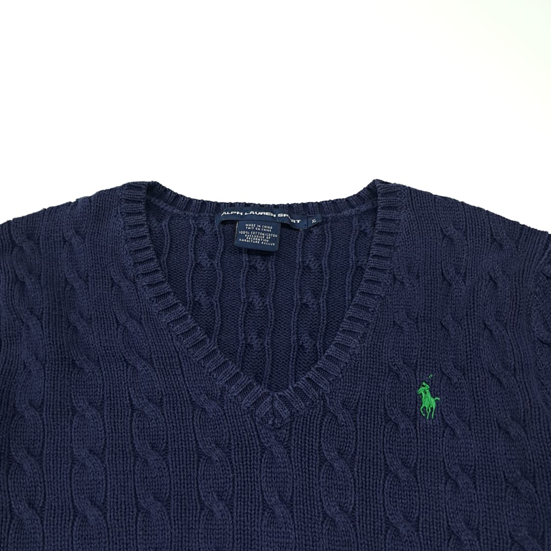 CL278 XL 폴로 00s 코튼 케이블 V넥 네이비 니트 스웨터 상품이미지2