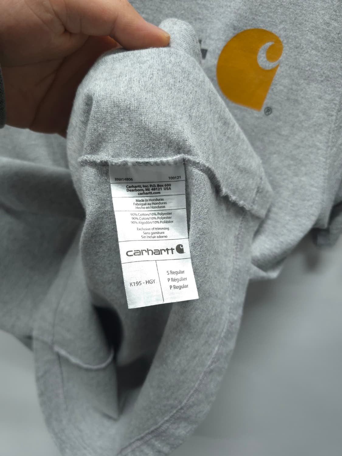 칼하트 오리지널 핏 로고 반팔 티셔츠 그레이 S 상품이미지10
