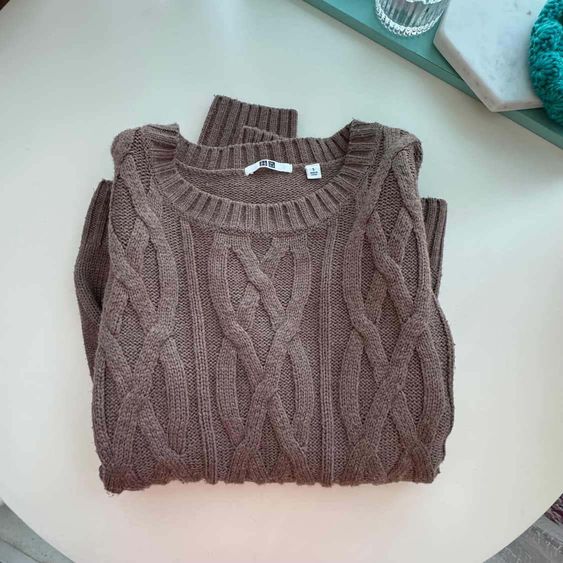 유니클로 베이지브라운 케이블 니트 S 상품이미지1