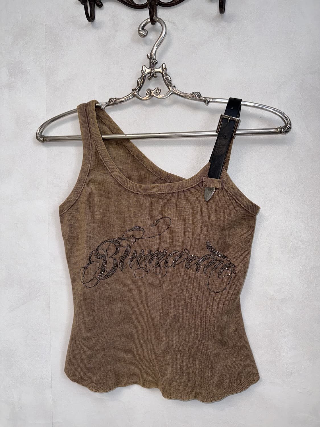 Brown y2k unbalance belted sleeveless 상품이미지2