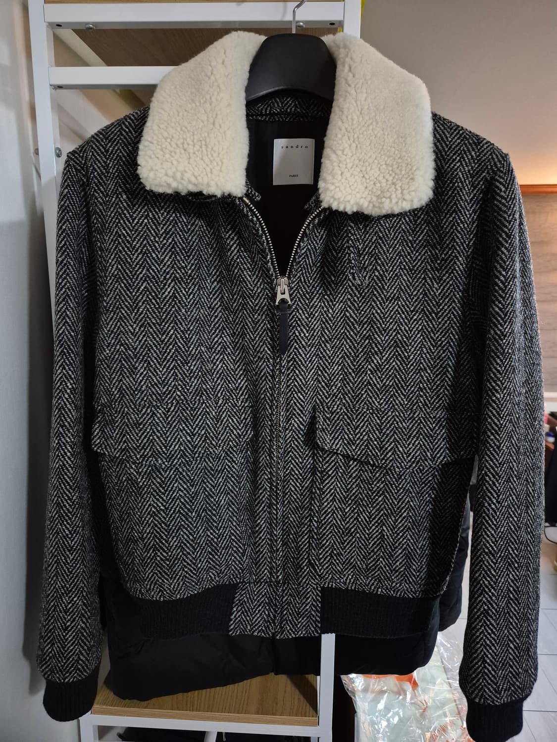 산드로옴므 시어링 양털자켓 헤링본 L 상품이미지1