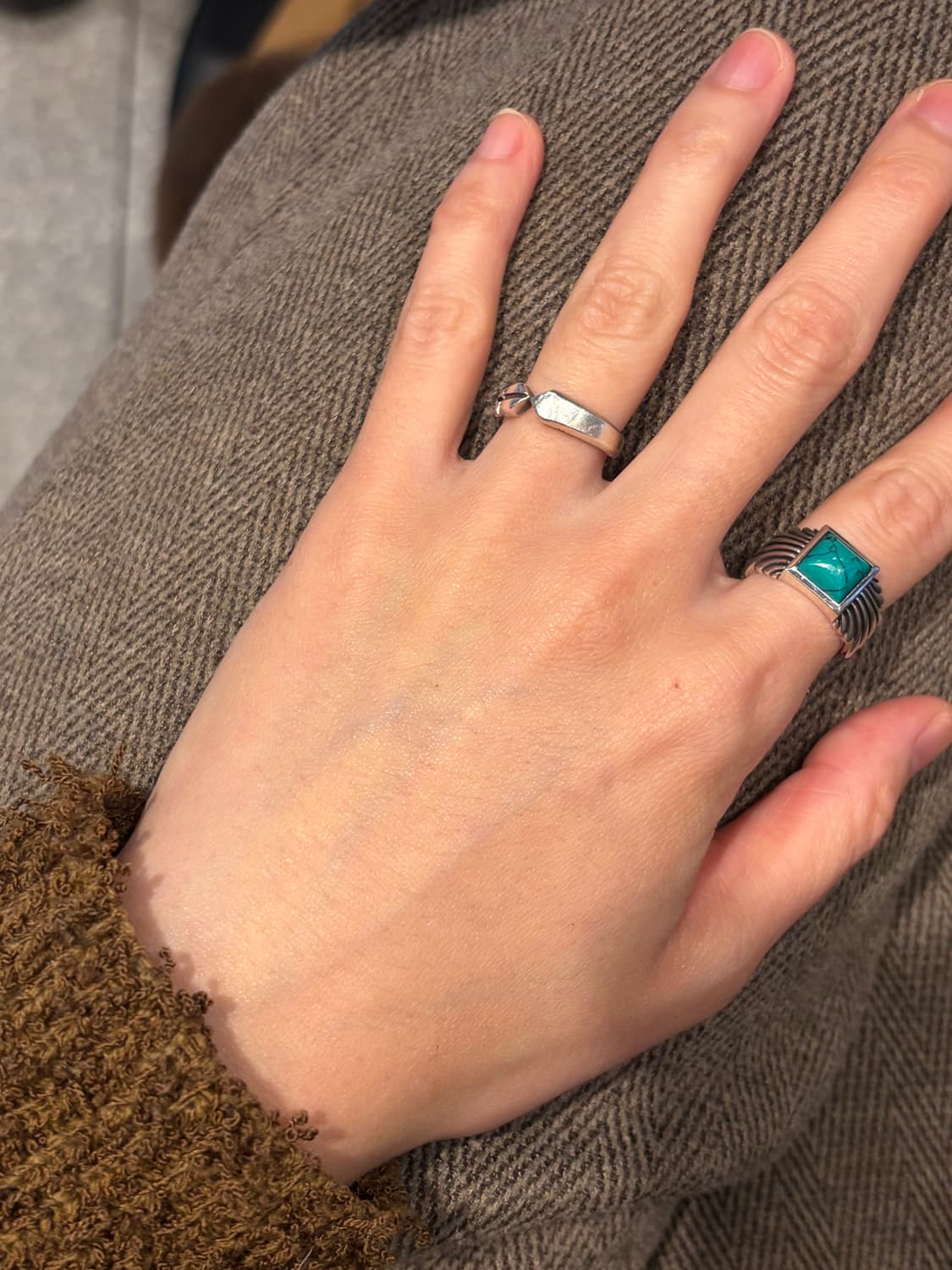 [남/여]터키석 스퀘어 실버 925 링 상품이미지8