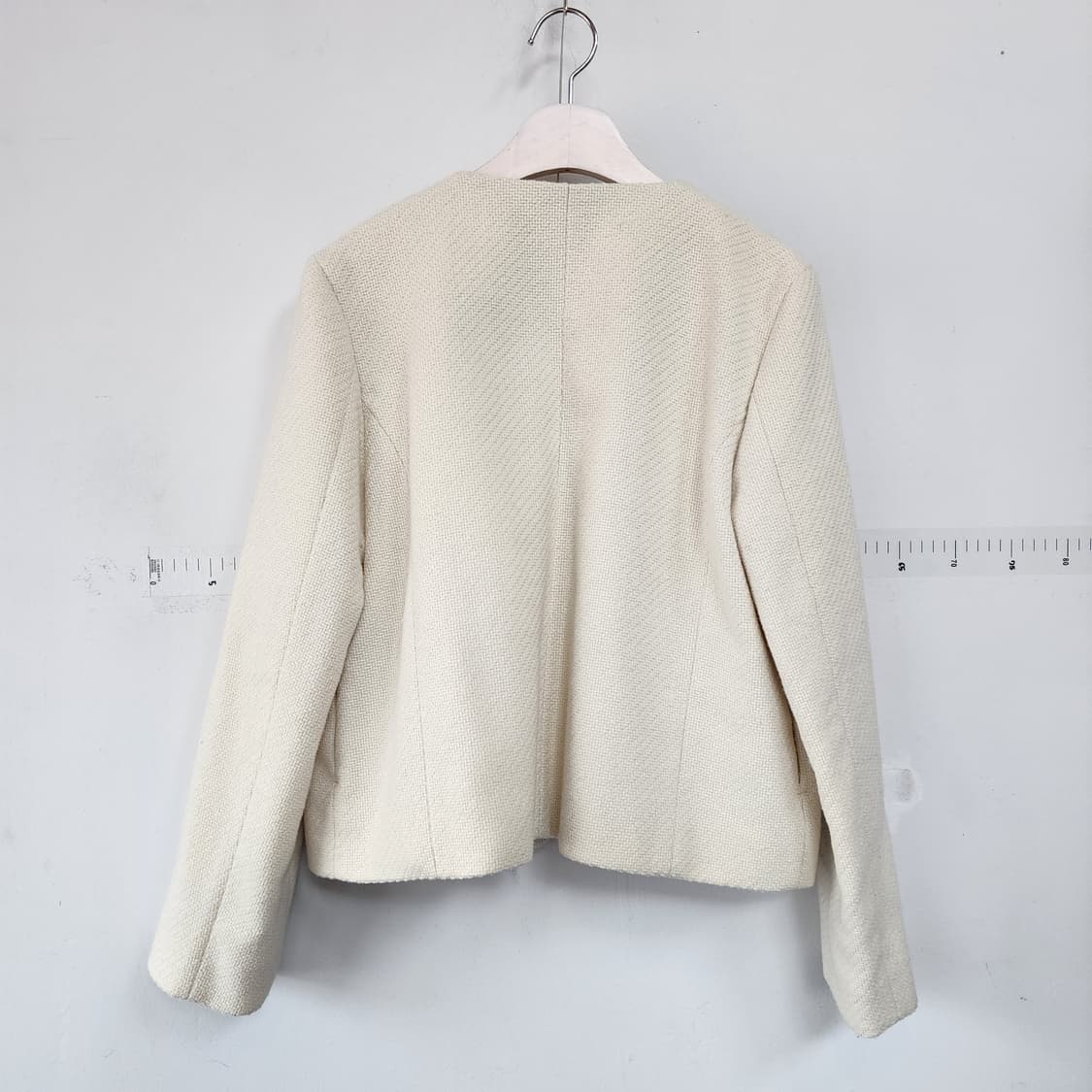 명품 트위드 노카라 자켓 아이보리 상품이미지3
