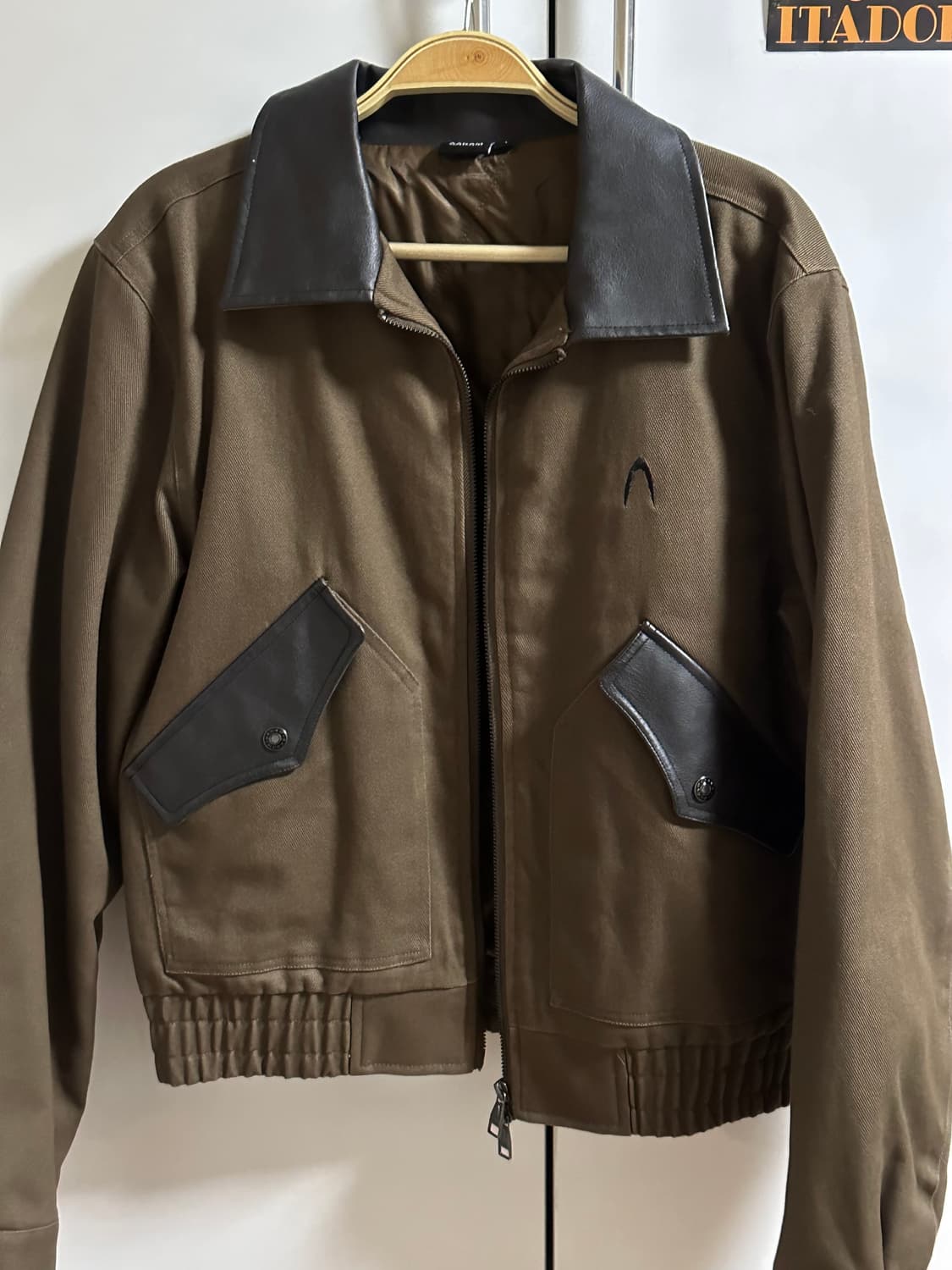 아캄 Contrast Leather Work Jacket (Brown)  상품이미지4