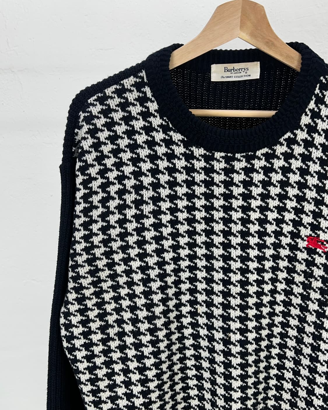 90s 버버리 하운드 투스 코튼 니트 스웨터 상품이미지2
