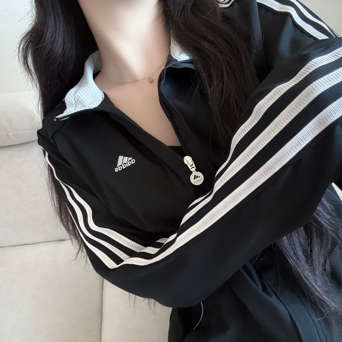 아디다스 실버 화이트 삼선 블랙져지  상품이미지1