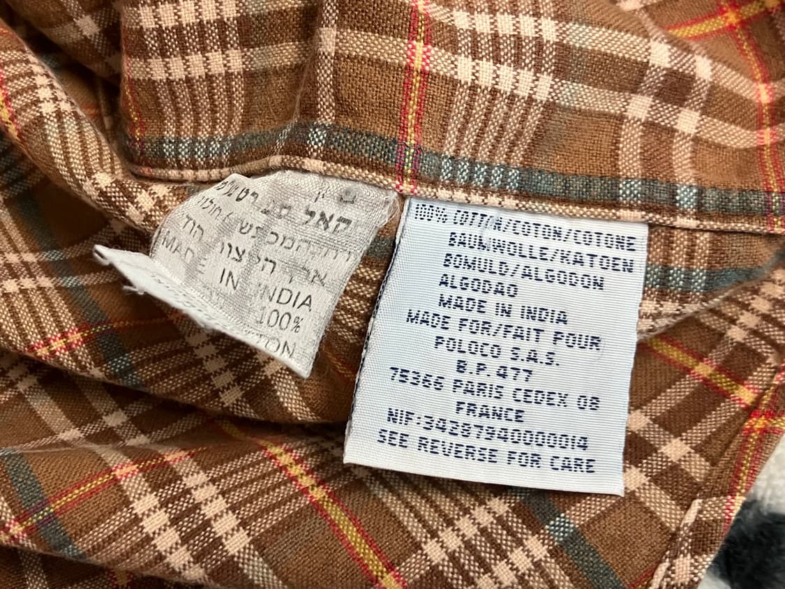 폴로 랄프로렌 카멜브라운 긴팔 남방 체크셔츠 M 105 빈티지 구제 상품이미지4