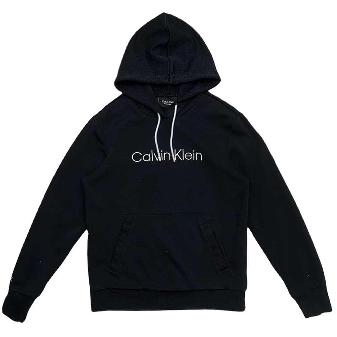 캘빈클라인 퍼포먼스 블랙 화이트 자수로고 폴리 코튼 혼방 후드티 S 상품이미지1