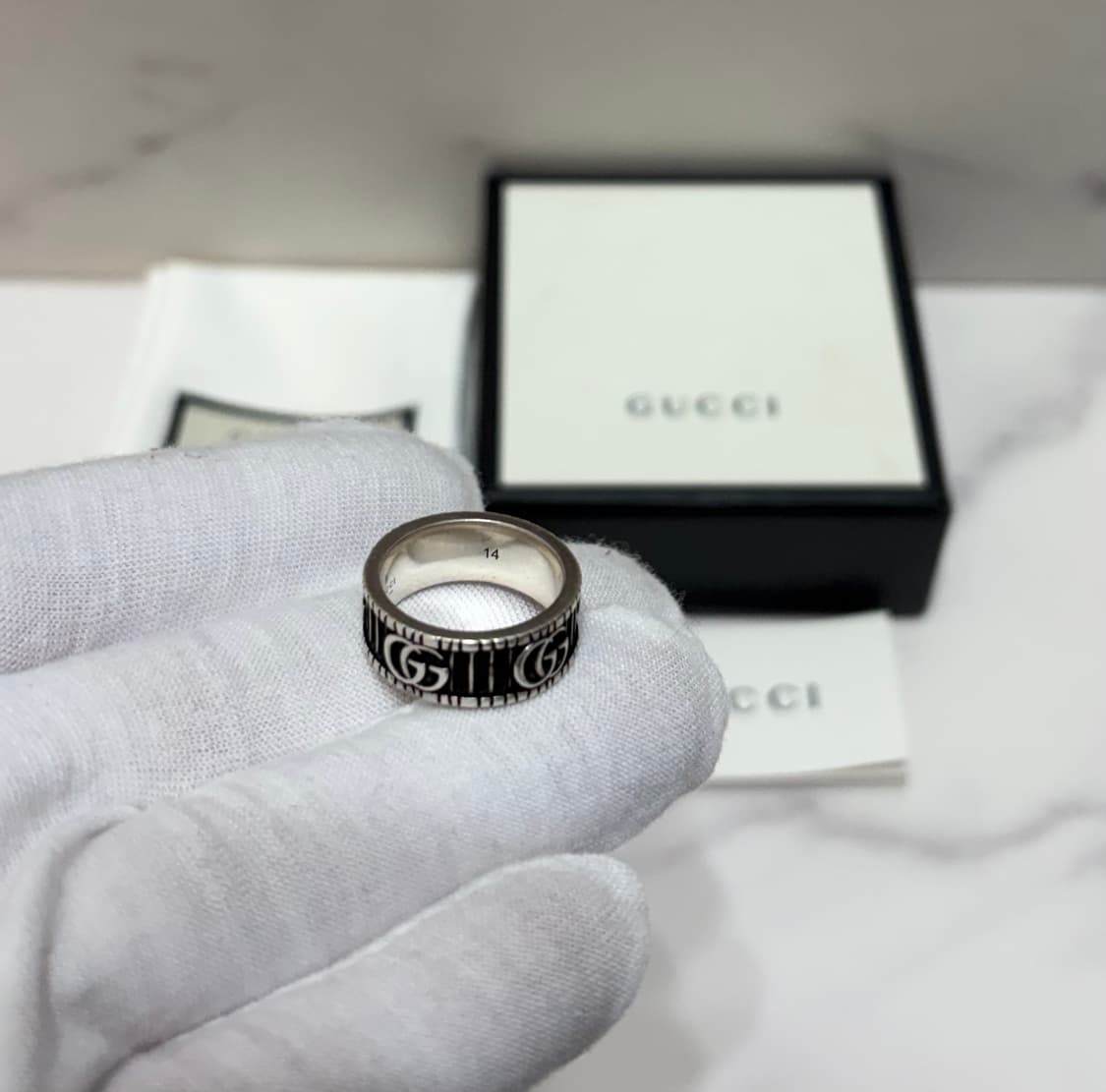 [정품] S급 구찌 더블G 반지 실버 14호 상품이미지3