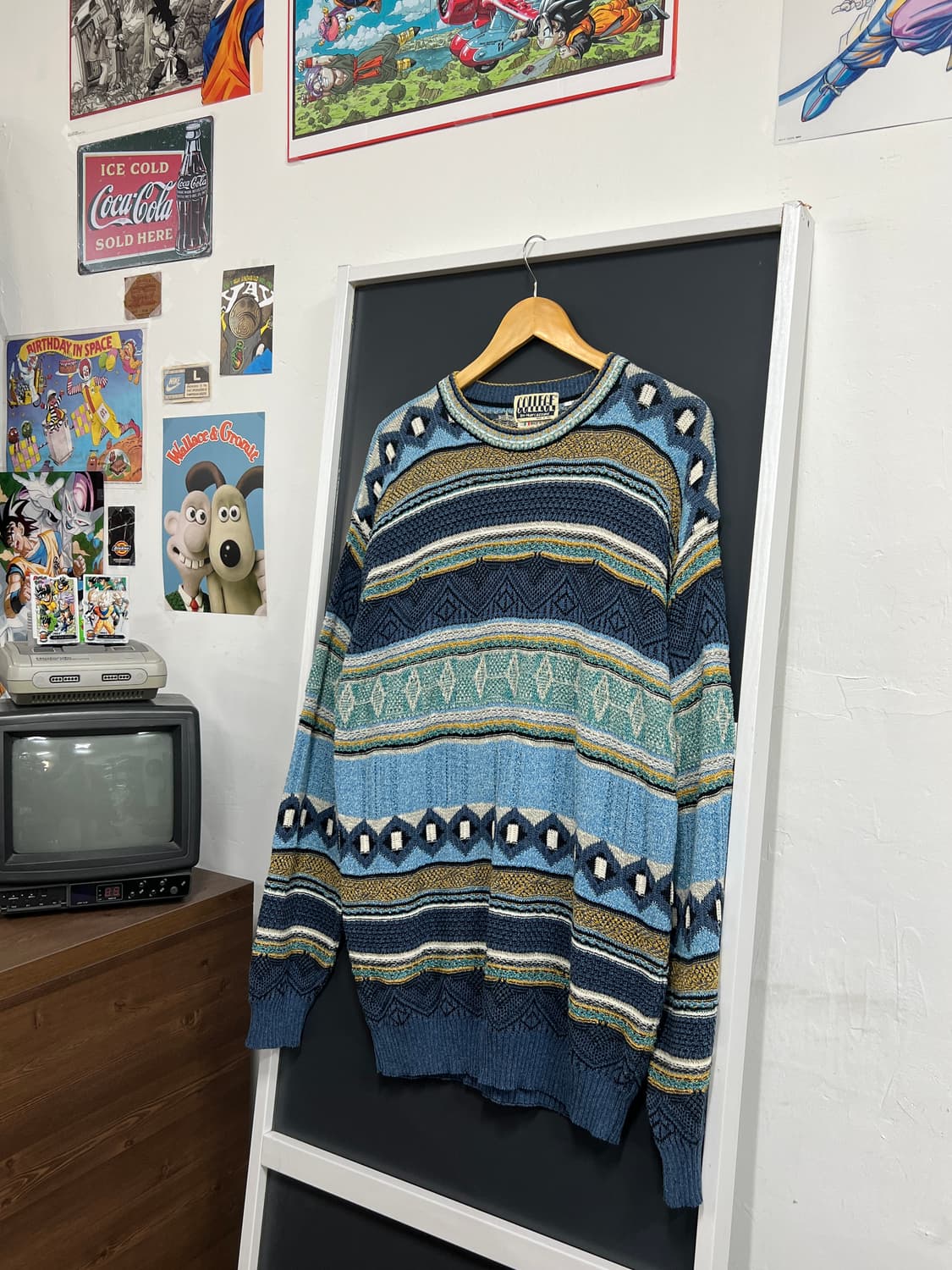 College 쿠지 스타일 빈티지 꽈배기 케이블 니트 상품이미지1