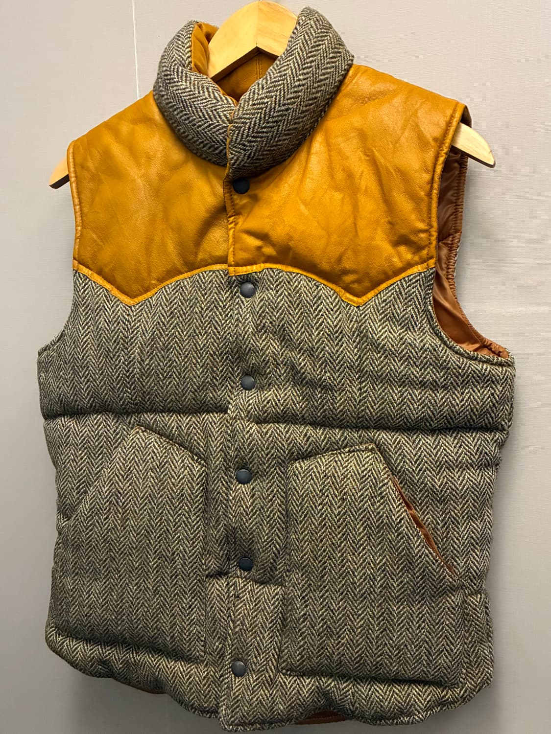 (S~M)USA 해리스트위드 x Cote mer 울 레더 다운 베스트 상품이미지2