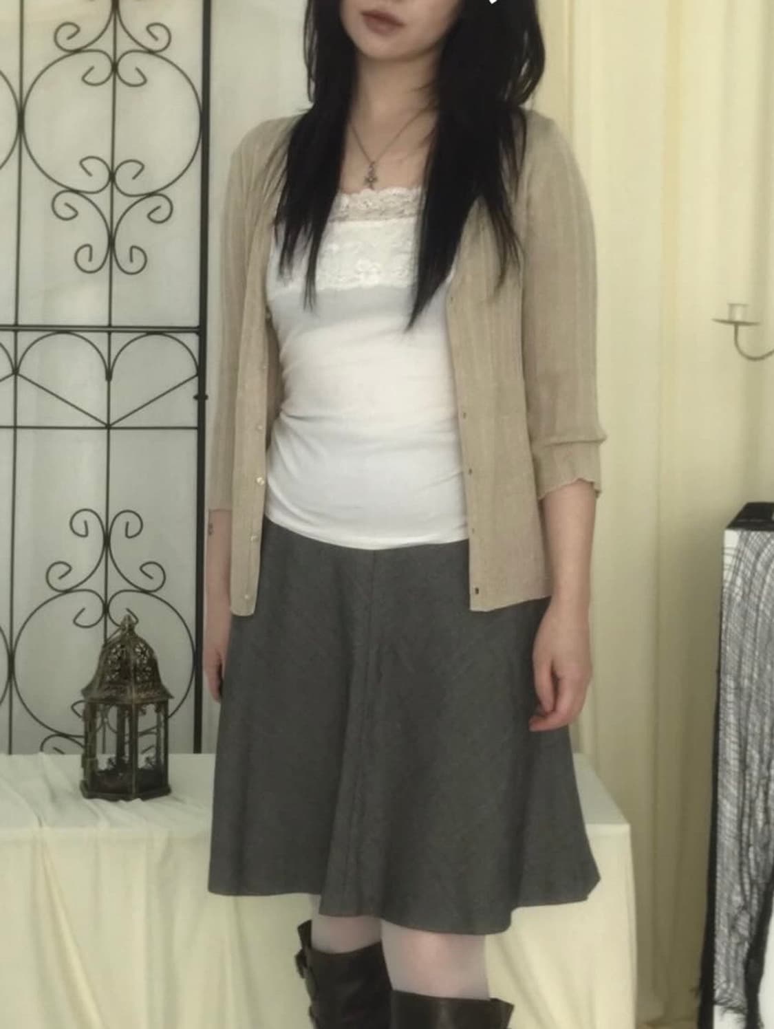 베이지 5부 슬림 가디건 상품이미지2