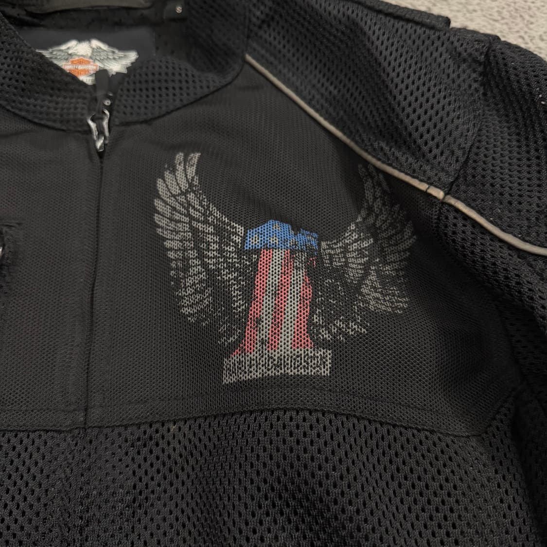 [ 정품/S ] 할리데이비슨 로고 프린트 메쉬 싱글 라이더 자켓 상품이미지6