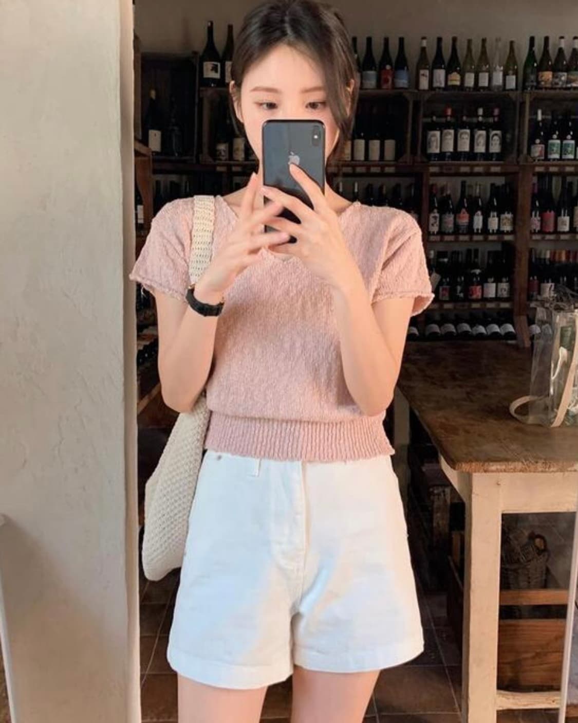 쇼퍼랜드 핑크 부클 니트 상품이미지4