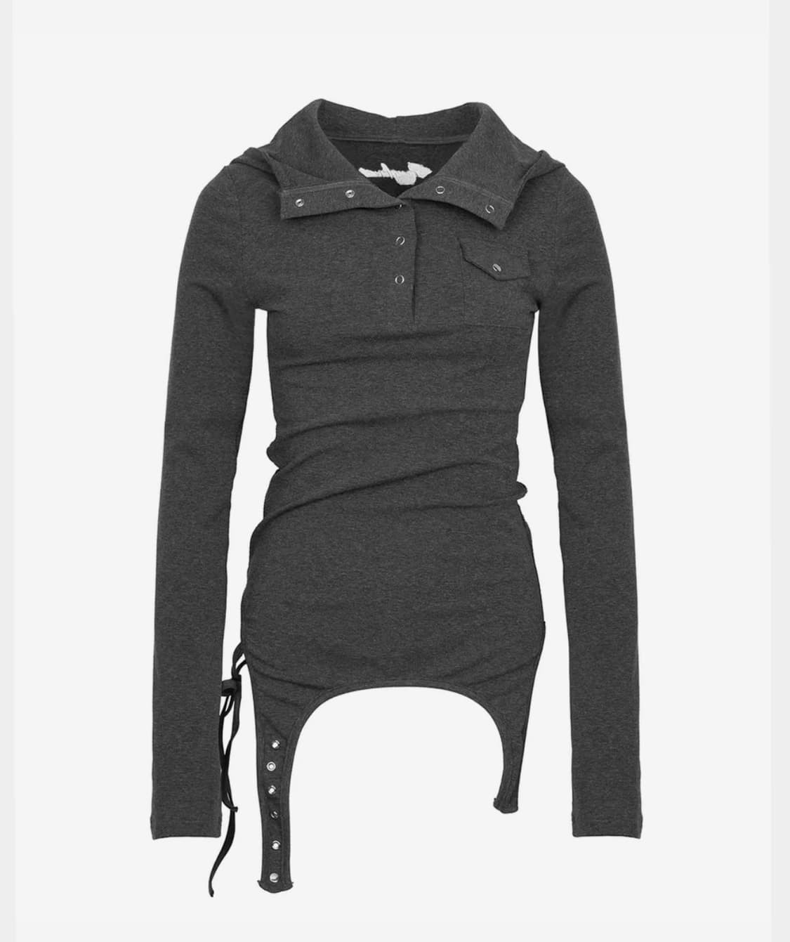 러프넥 가터 후디드 헨리 탑  상품이미지1