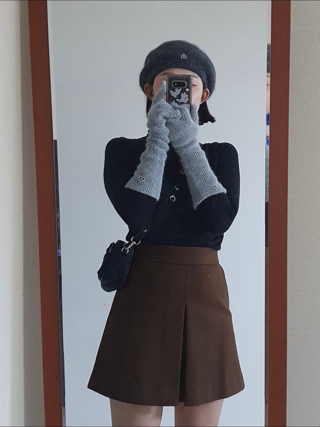 다이애그널 앙고라 베레모 블랙, 그레이 상품이미지2