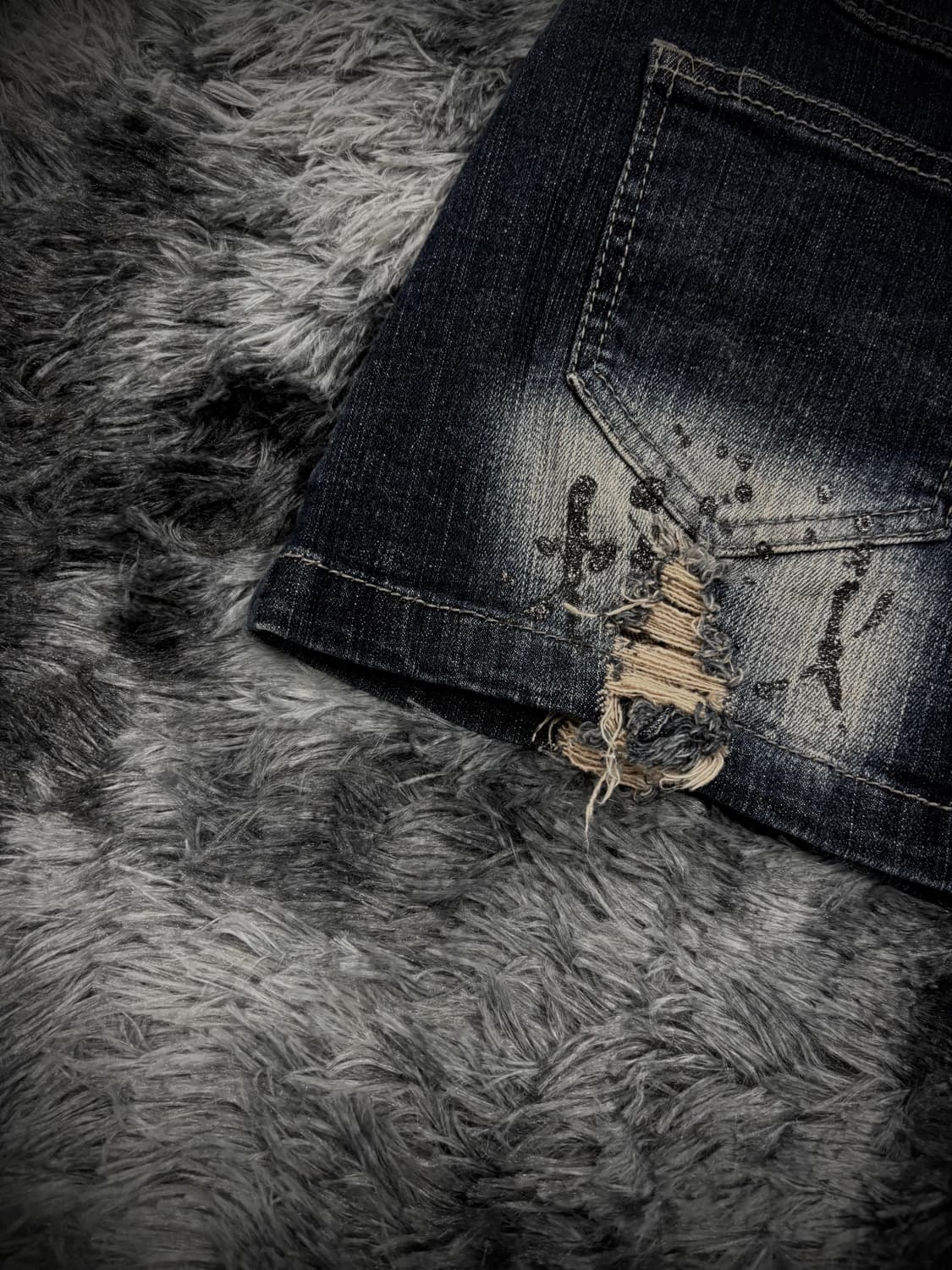 디스트로이드 워싱 글리터 데님 숏스커트 상품이미지6