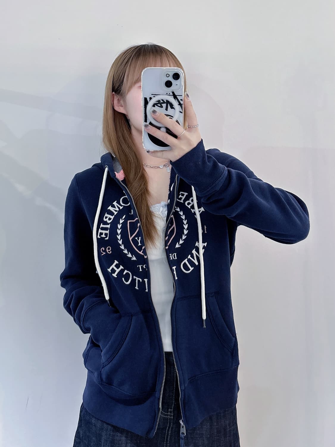 아베크롬비 네이비 빅로고 후드집업 상품이미지2