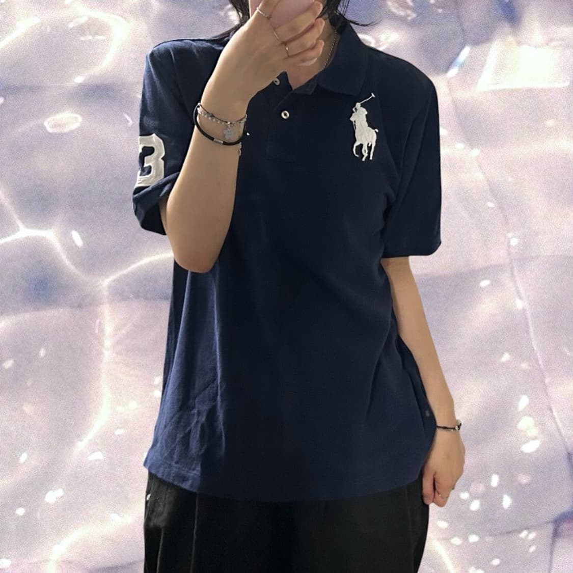 폴로 랄프로렌 빅포니 치프키프 넘버 로고 반팔 카라 티셔츠 네이비 상품이미지3