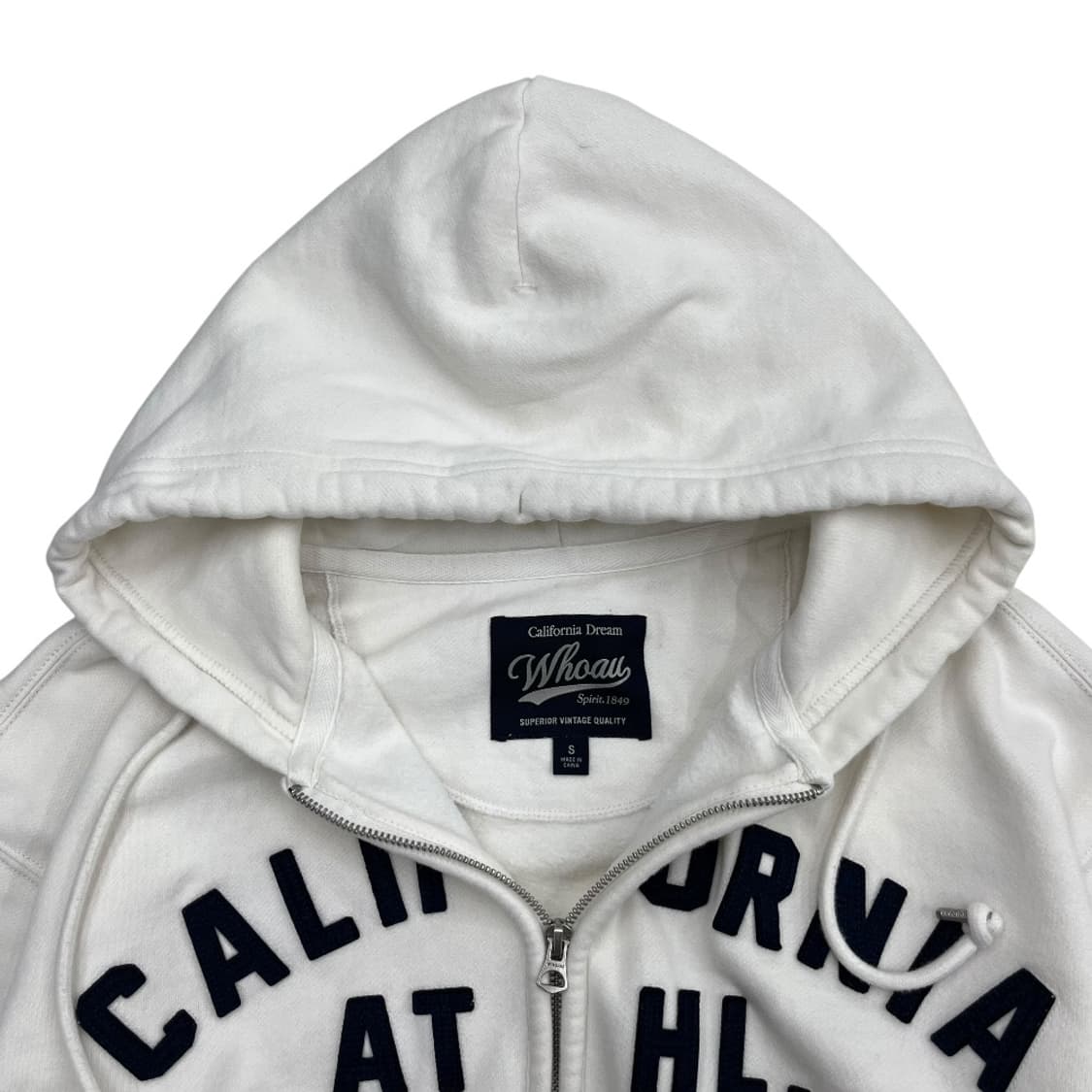 후아유 네이비 패치로고 화이트 후드집업 S 상품이미지5