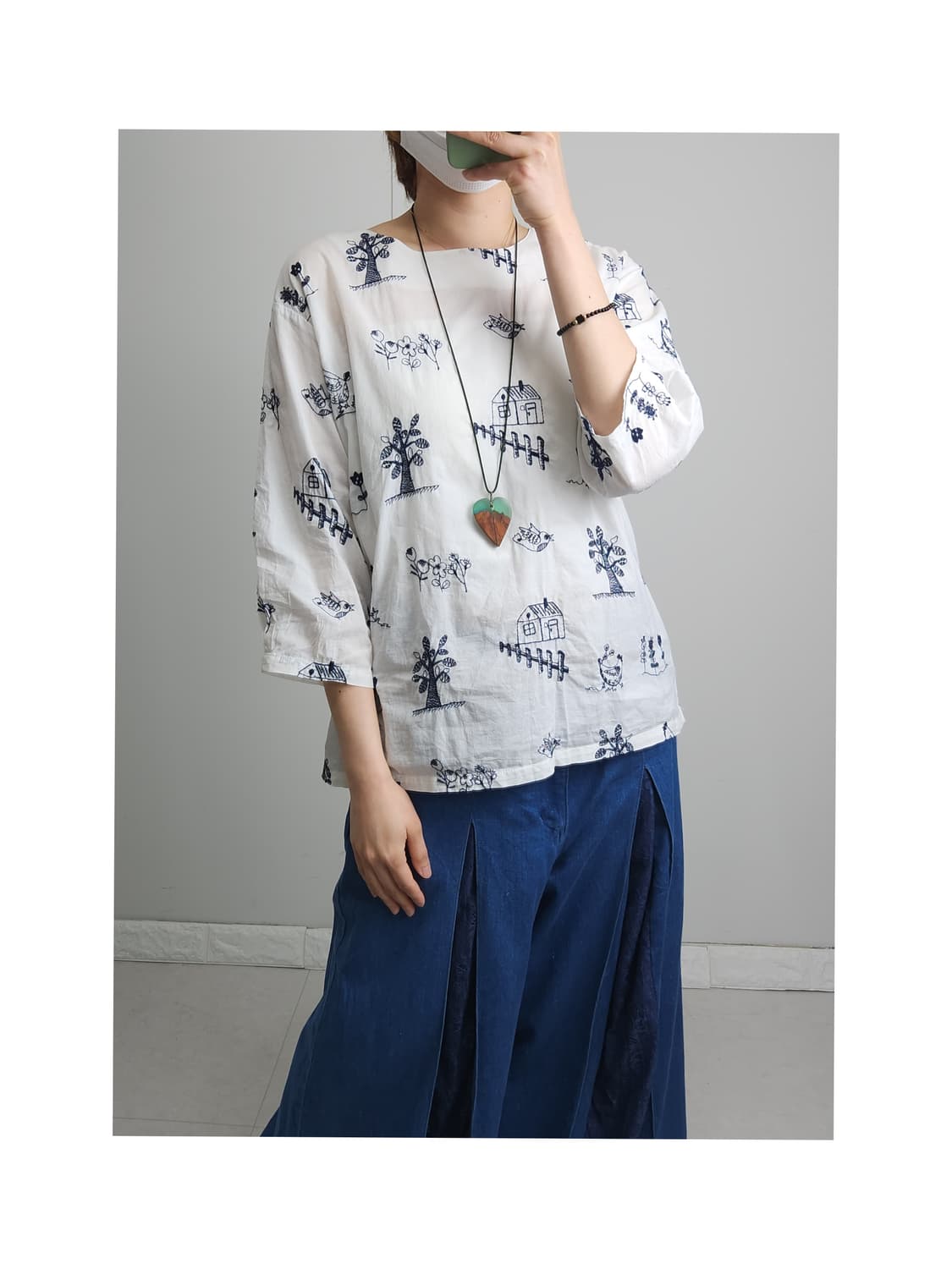 자수 패턴 블라우스 상품이미지1