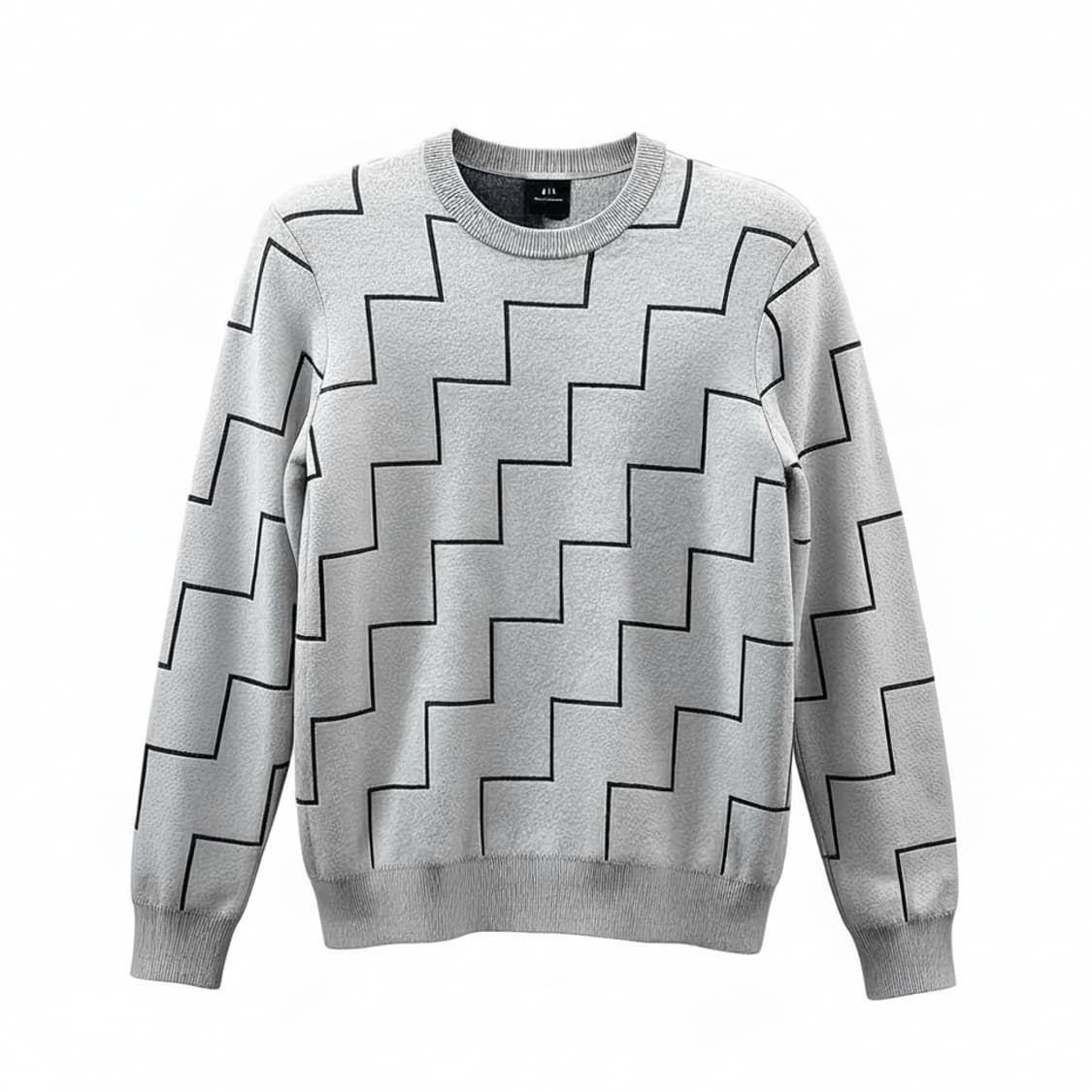 A/X 아르마니 익스체인지 미니멀 패턴 니트 지그재그 디테일 그레이 상품이미지1