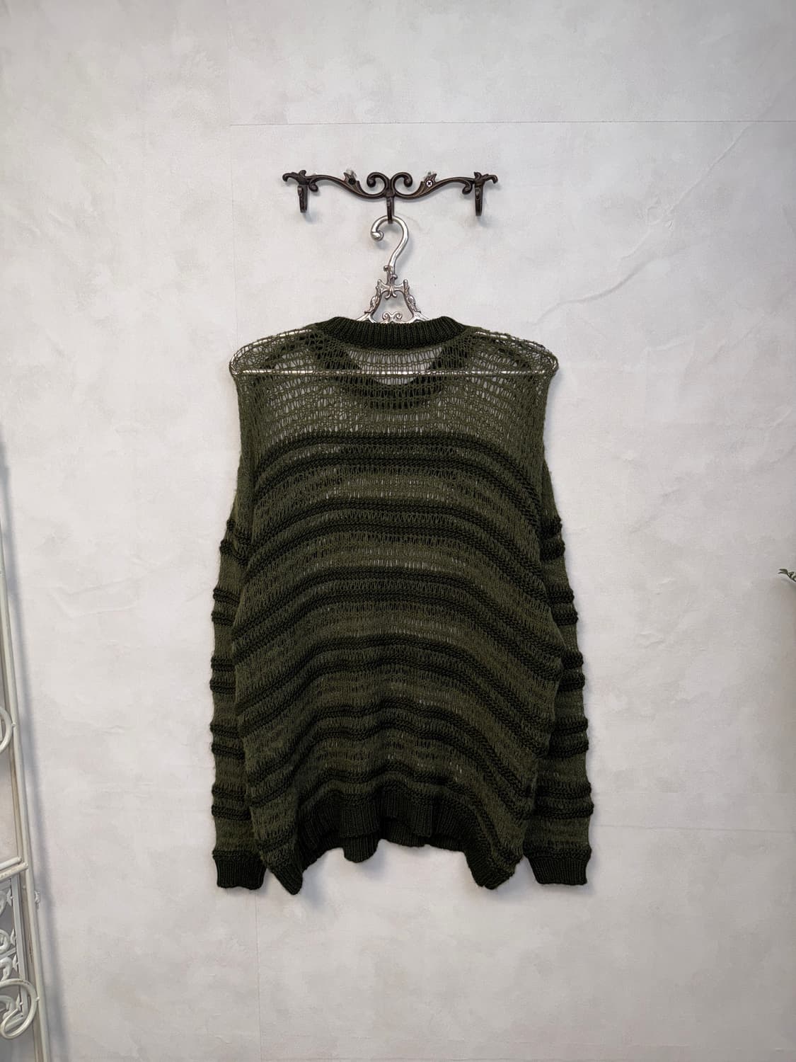 Deep khaki grunge net loose knit 상품이미지3