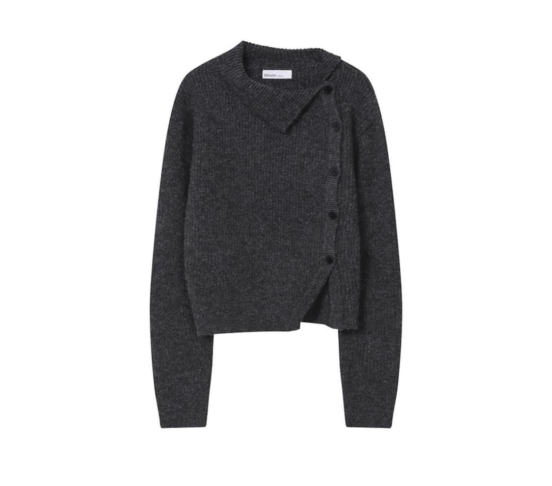 미세키 서울 사이드 버튼 니트 차콜 상품이미지2