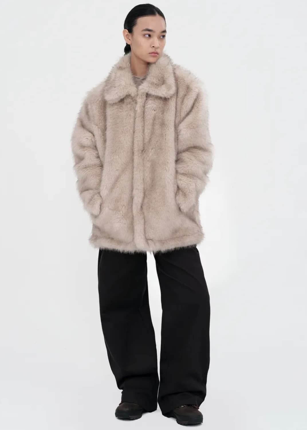 밀로우먼 버클 헤어 롱 퍼자켓 s 상품이미지1