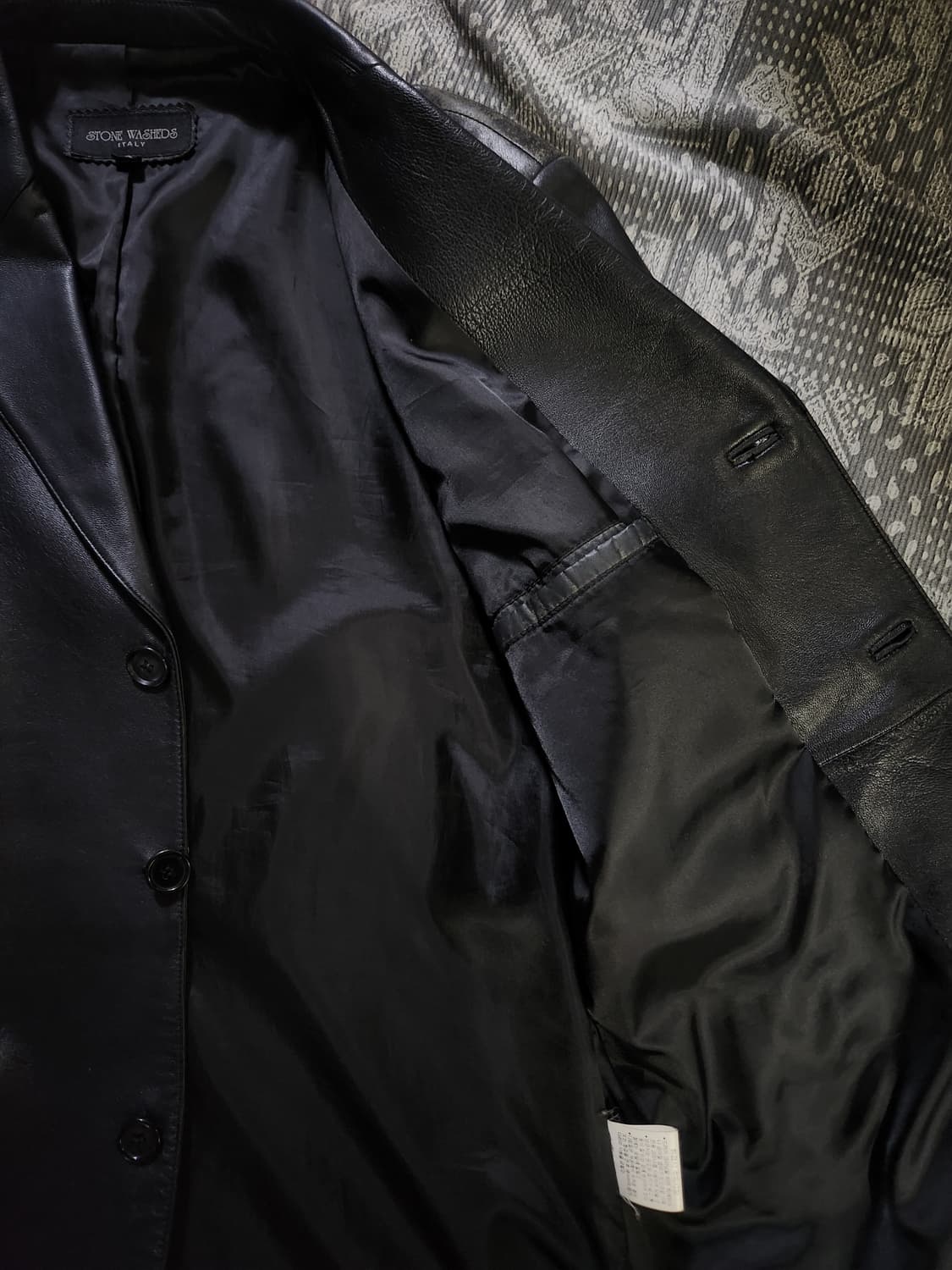 빈티지 레더 블레이저 대디핏 쎄미오버핏 상품이미지4