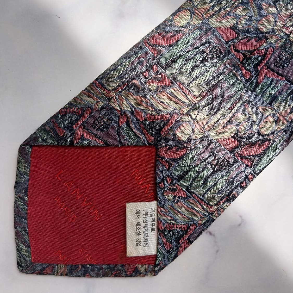 LANVIN 랑방 실크 그린 패턴 넥타이 8.6cm B등급 K2299
 상품이미지5