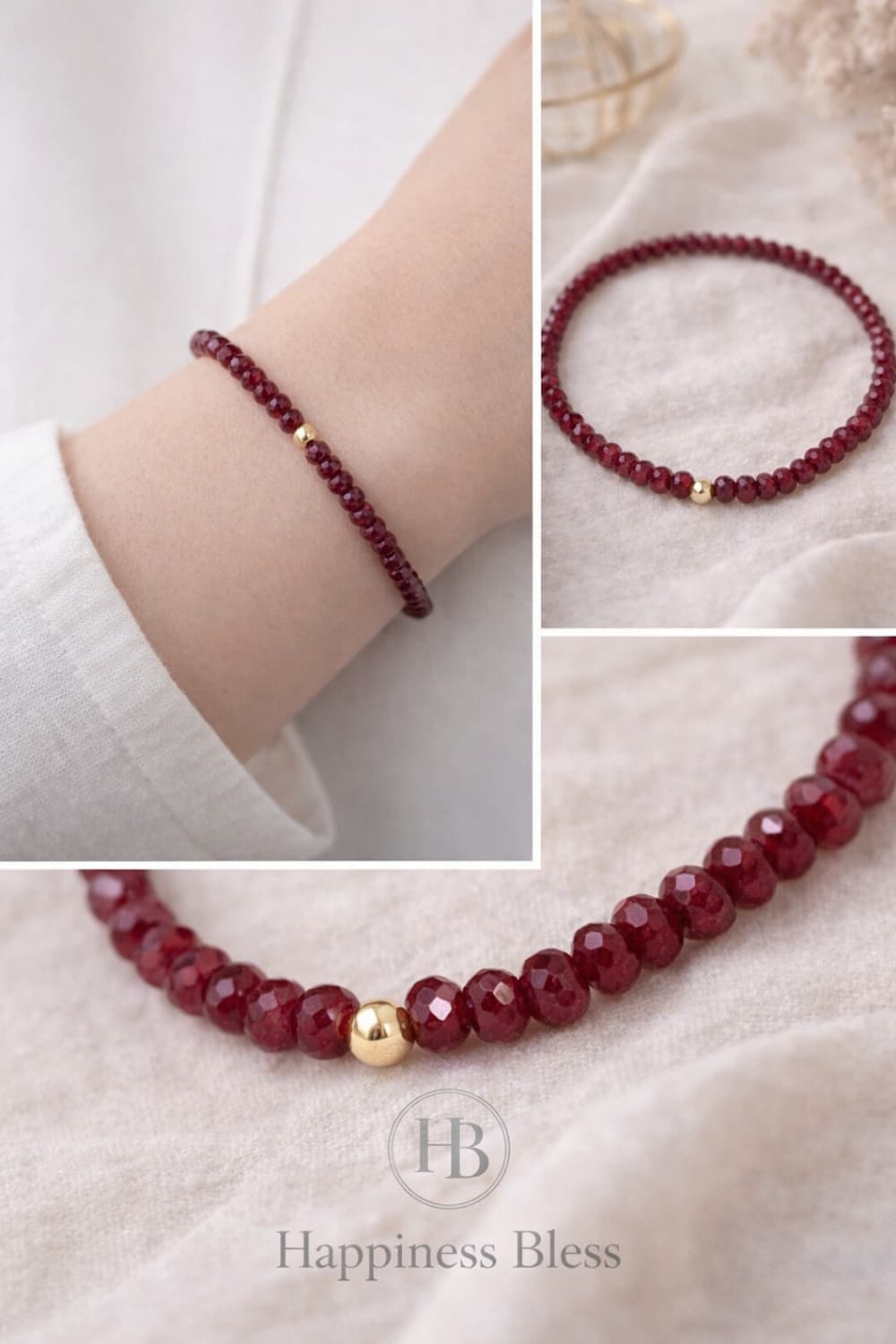 탄생석팔찌| 1월 탄생석| 컷팅 가넷 3mm 원석 팔찌 상품이미지2