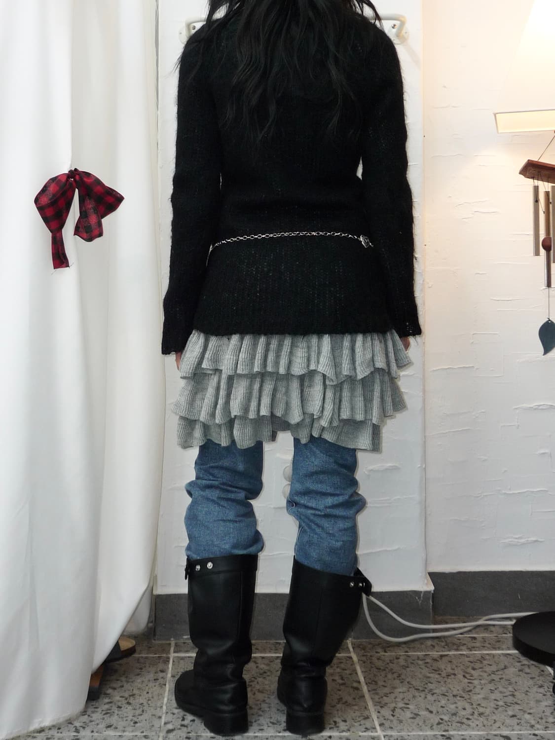 black deep v-neck knit 상품이미지3