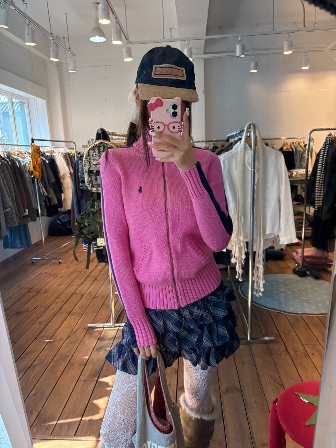 폴로 핑크 트랙 니트집업 상품이미지1