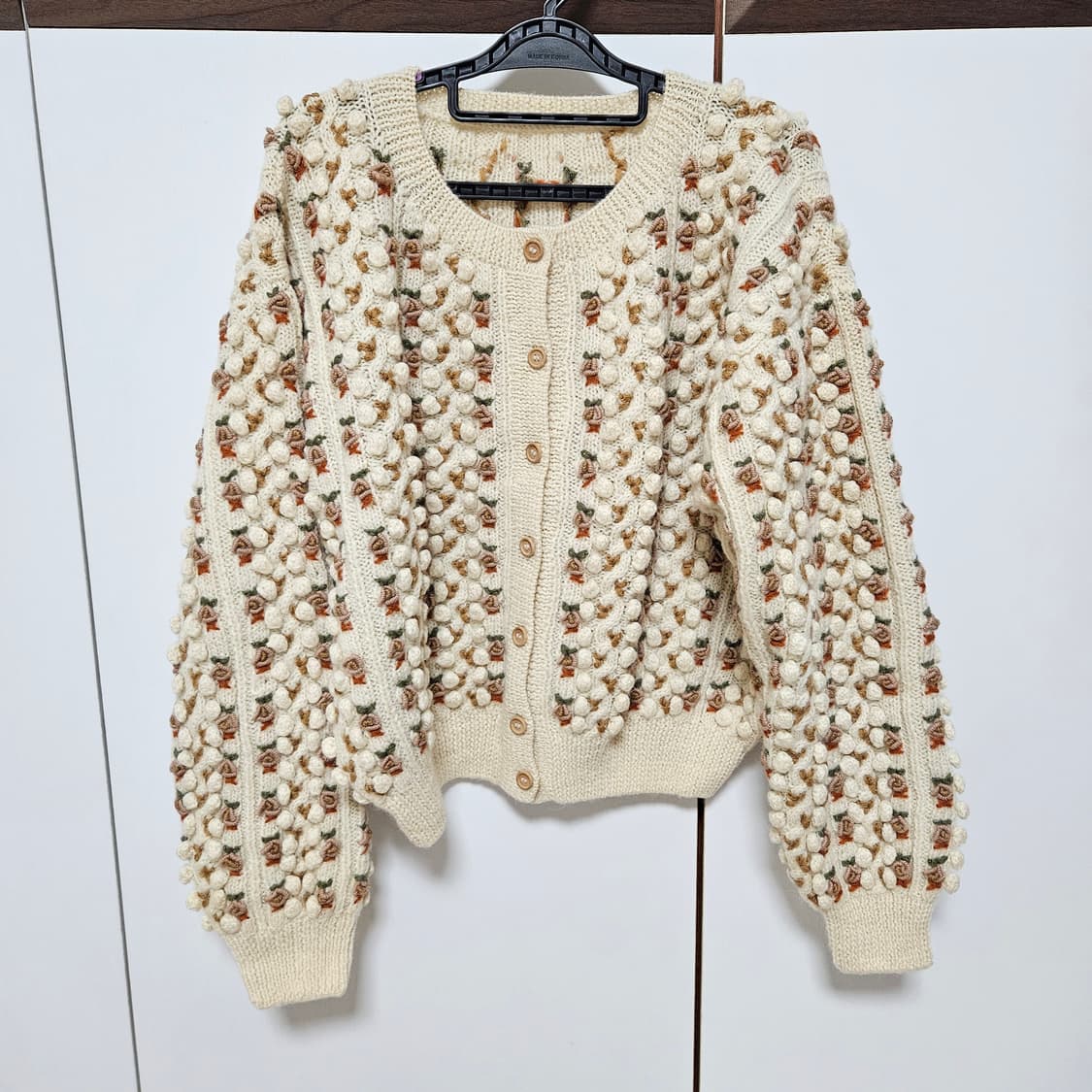 빈티지 꽃자수 폼폼이 울 니트 가디건 모리걸 희귀 상품이미지1