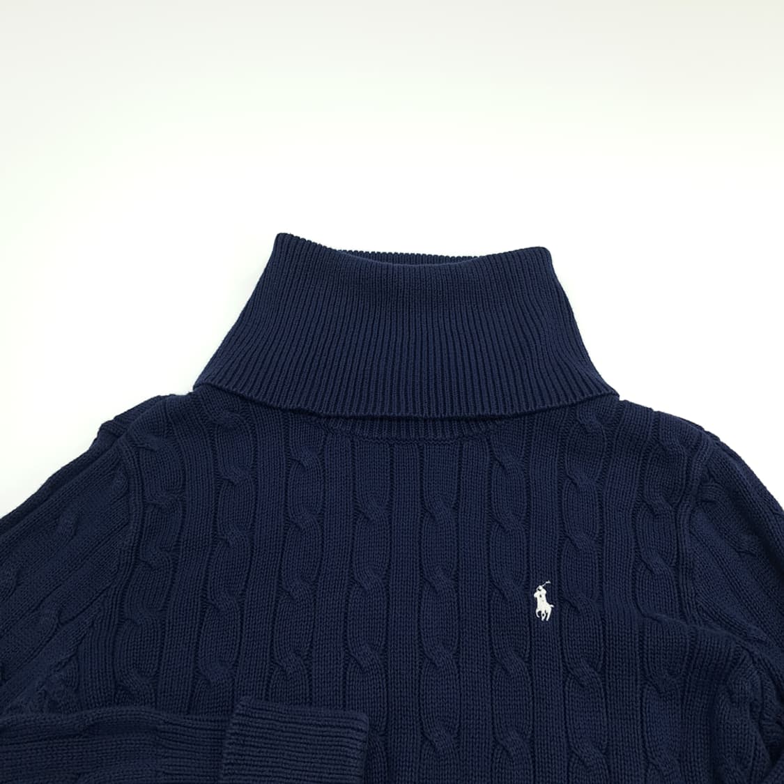 CN704W S 폴로 랄프로렌 다크네이비 터틀넥 케이블 니트 스웨터 상품이미지3