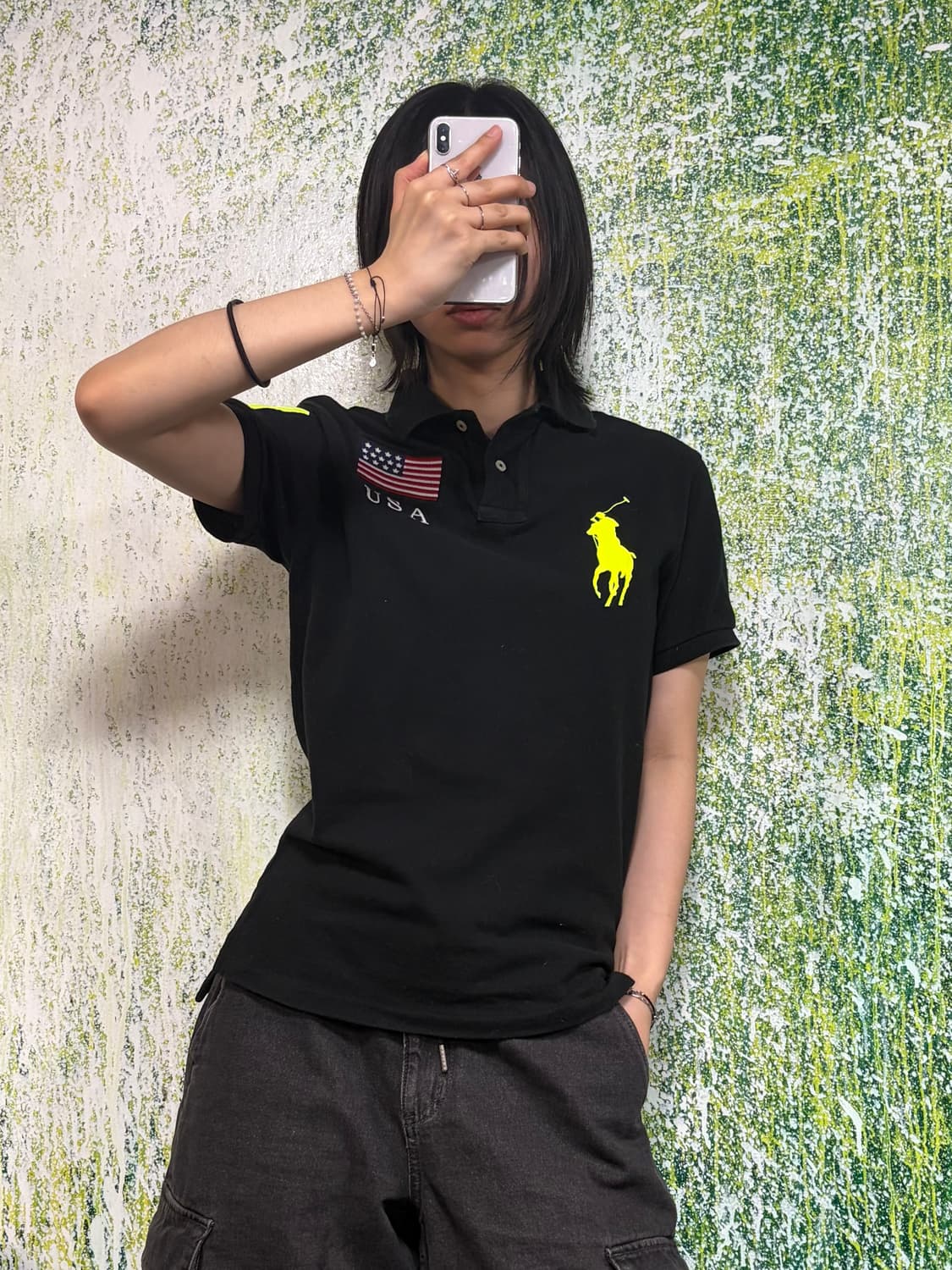 폴로 빅포니 치프키프 USA 블랙 형광 반팔 카라 티셔츠 S 상품이미지1