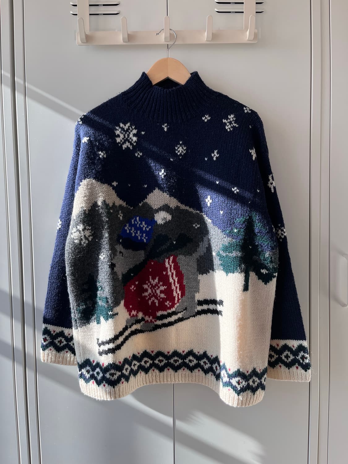 (Rare) 90' 폴로 랄프로렌 눈꽃 썰매 강아지 울니트  상품이미지2