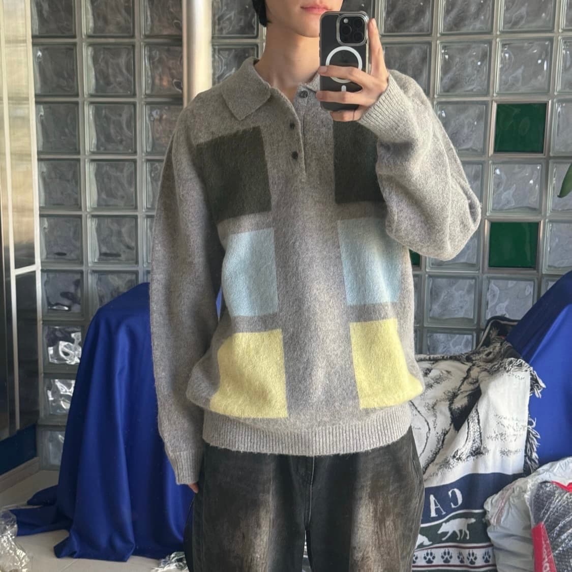 [XL]빔즈 플러스 울 폴로셔츠 상품이미지1