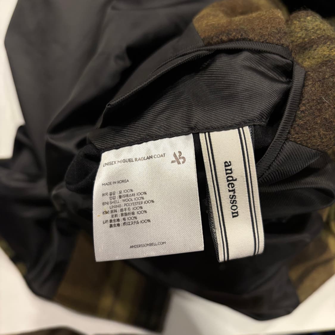 [S] 앤더슨벨 미구엘 울 체크 롱코트 D42 상품이미지6