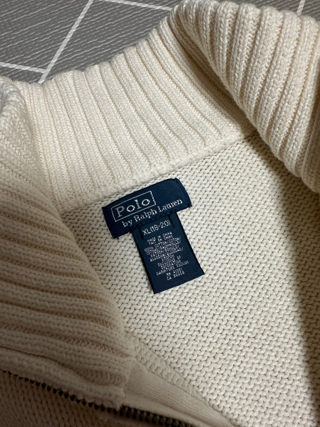 폴로 빅포니 니트집업 아이보리 상품이미지5