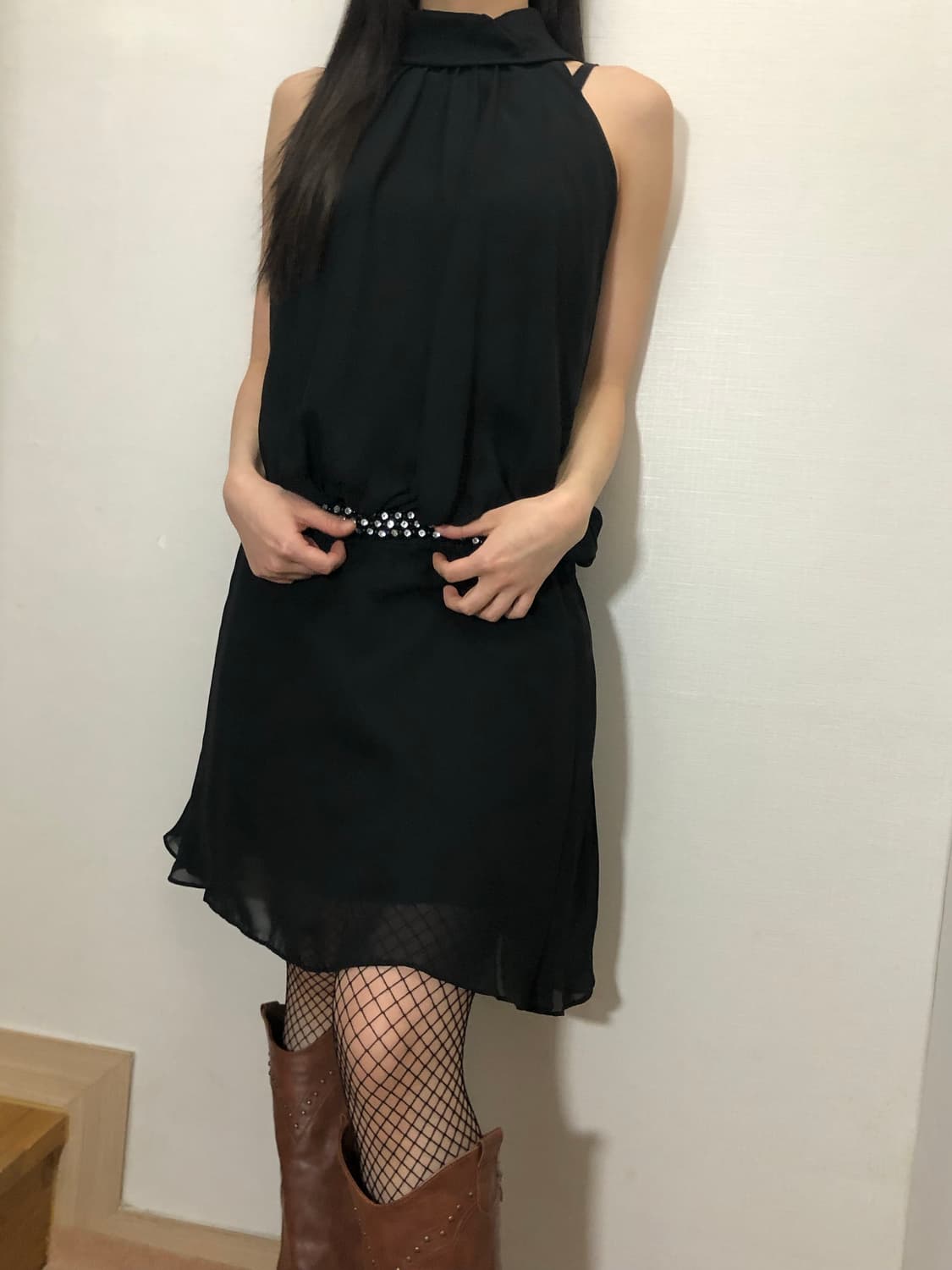 빈티지 블랙 홀터넥 원피스 상품이미지8