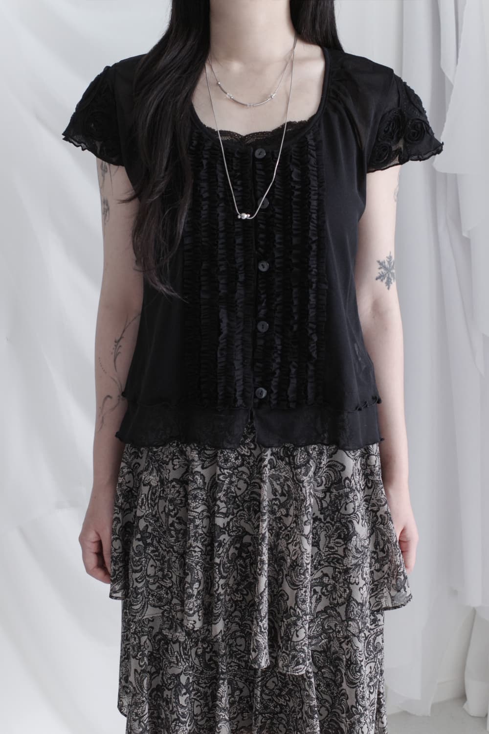 flower see-through half blouse 상품이미지6