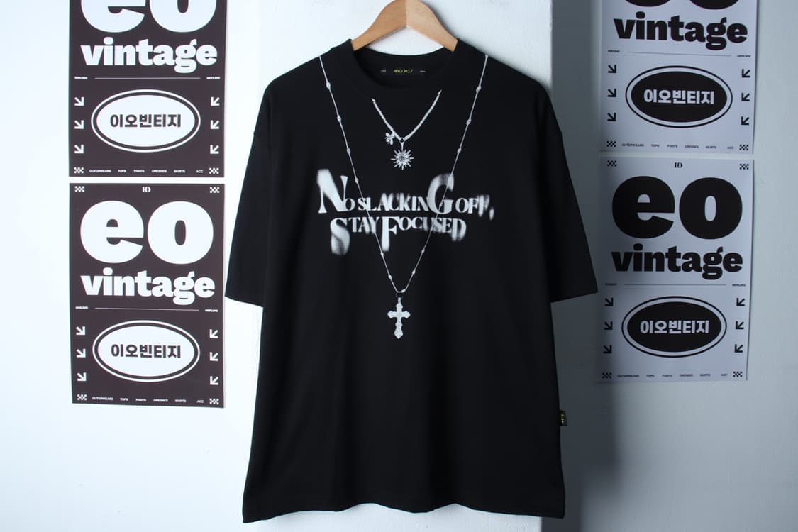 (M-XL) 홀리넘버세븐 반팔 티셔츠 네크리스 그래픽 블랙-H32303 상품이미지2
