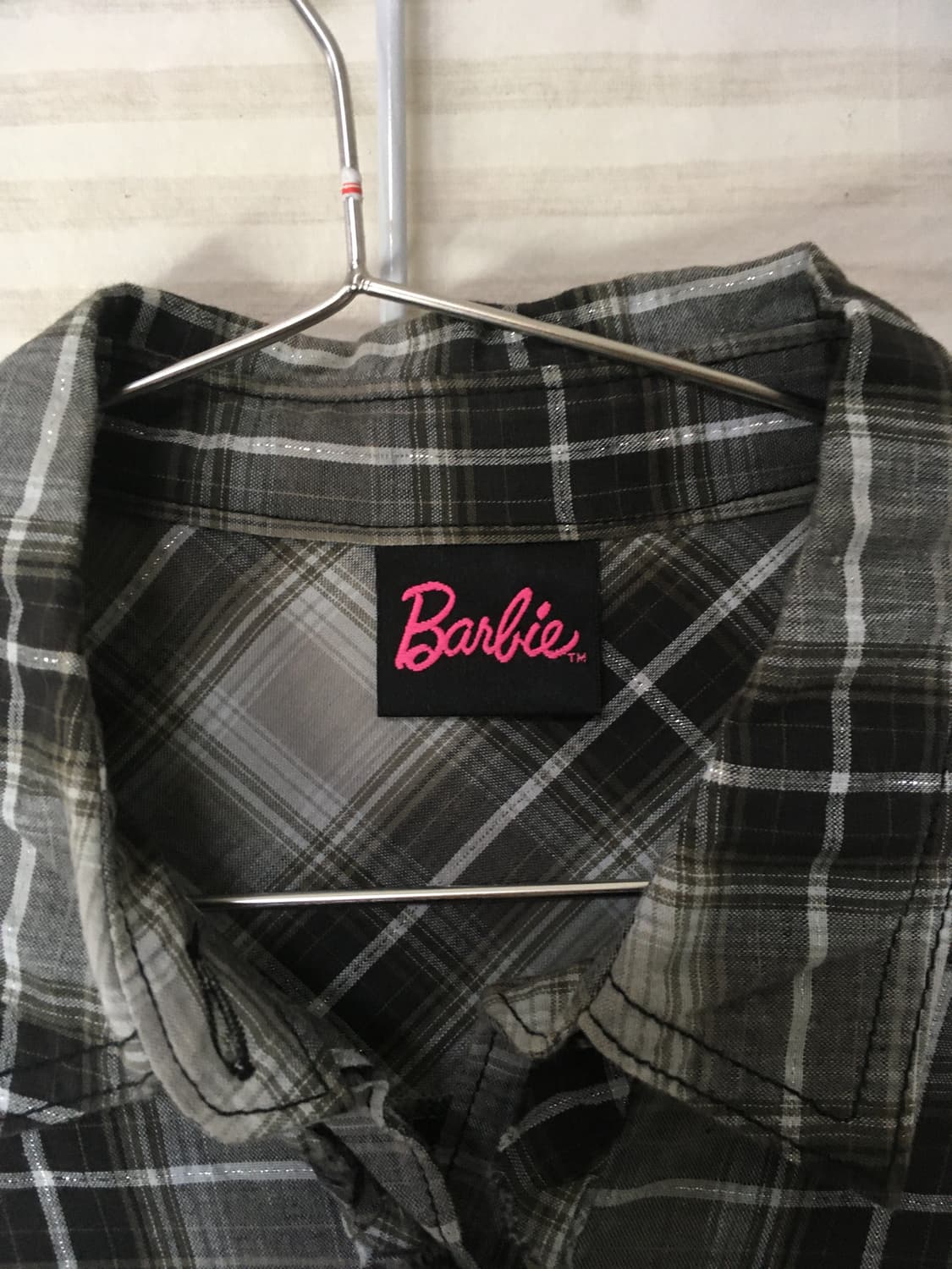 빈티지 레이스 체크 바비 셔츠 y2k 스트릿 갸루 펑키 일본빈티지715  상품이미지4