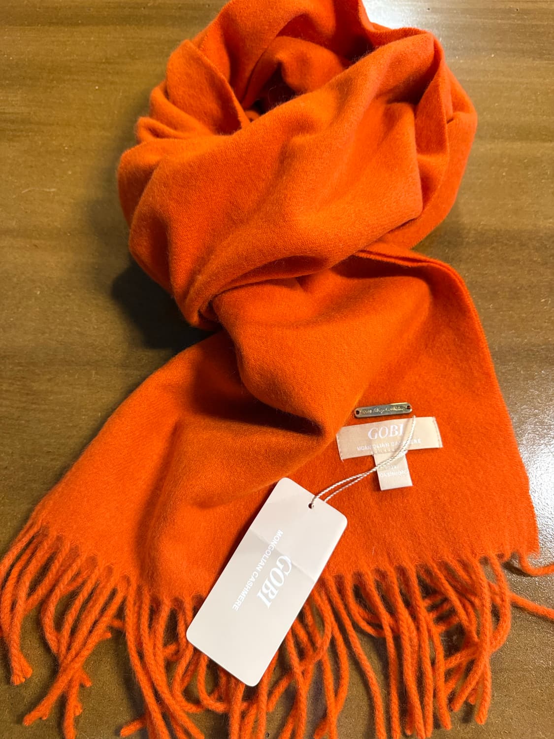 FREE 고비 GOBI 몽골리안 캐시미어 프린지 머플러 오렌지 상품이미지1
